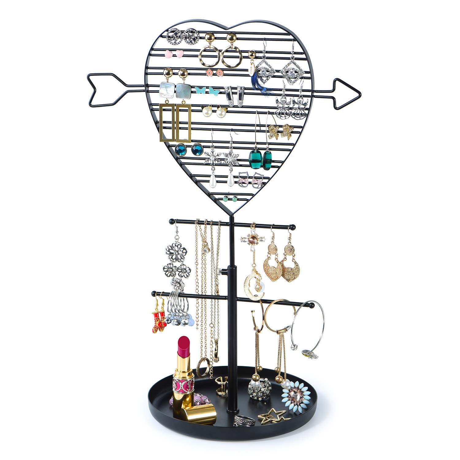 SRIWATANA Jewelry Holder Organizer, Earring Holder Tree, Metal Earring Organizer with Cupid's Arrow Design(Black)